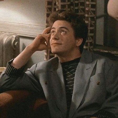 A young Robert Downey Jr. looking at the ceiling